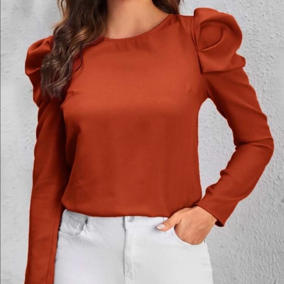 Boho gigot sleeve keyhole back blouse - Picture 12 of 16